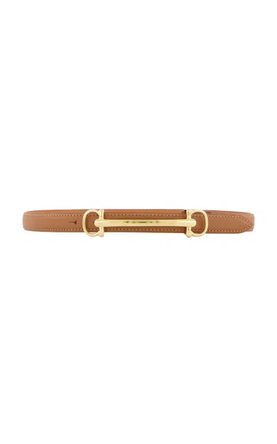 Vaincourt La Brillante Thin Leather Belt In Brown