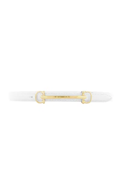 Vaincourt La Brillante Thin Leather Belt In White