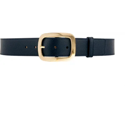 Vaincourt La Captivante Brass Buckle Leather Belt In Blue