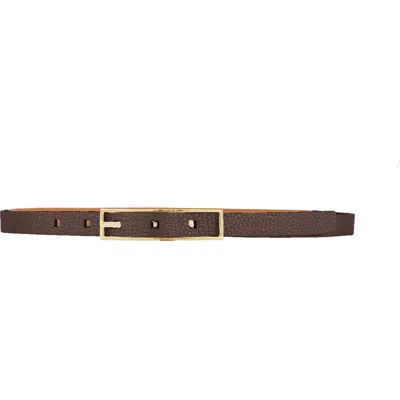 Vaincourt La Ravissante Slim Metallic Leather Belt In Brown