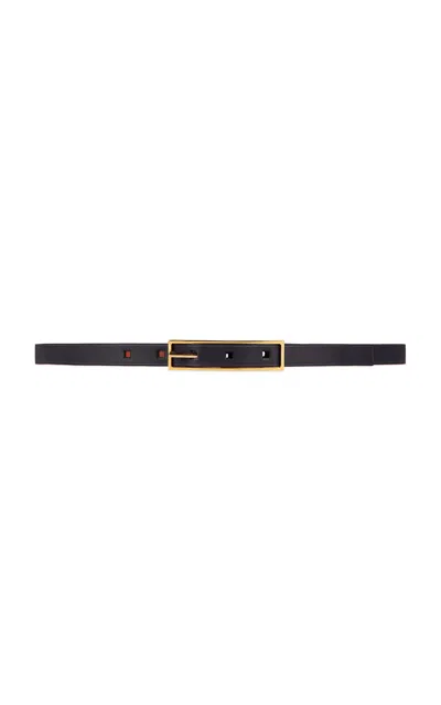 Vaincourt La Ravissante Thin Leather Belt In Black