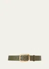 Vaincourt Paris La Captivante Pebbled Leather Belt In 44 Green Bosco