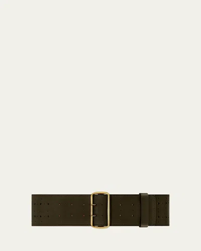 Vaincourt Paris La Celeste Perforated Wide Leather Belt In Truffle