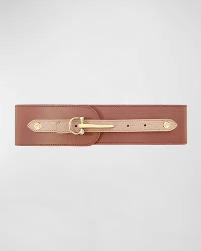 Vaincourt Paris La Gracieuse Wide Leather Belt In Brown