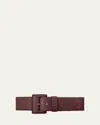 Vaincourt Paris La Merveilleuse Large Pebbled Leather Belt With Covered Buckle In Bordeaux/purple Cherry