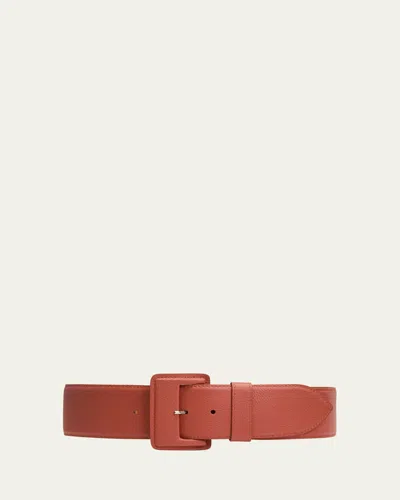 Vaincourt Paris La Merveilleuse Large Pebbled Leather Belt With Covered Buckle In Cimarron