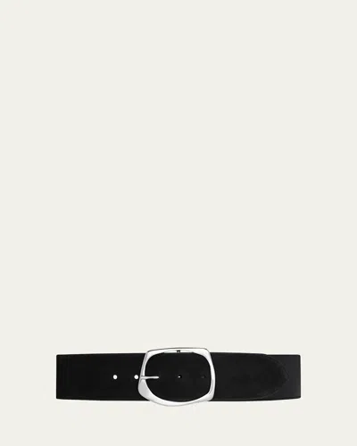 Vaincourt Paris La Petillante Twisted Leather & Suede Belt In Black