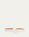 Vaincourt Paris La Petite Merveilleuse Timeless Leather Belt With Covered Buckle In 04 White