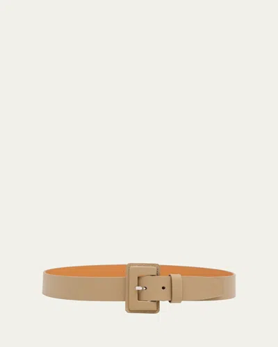Vaincourt Paris La Petite Merveilleuse Timeless Leather Belt With Covered Buckle In 42 Taupe