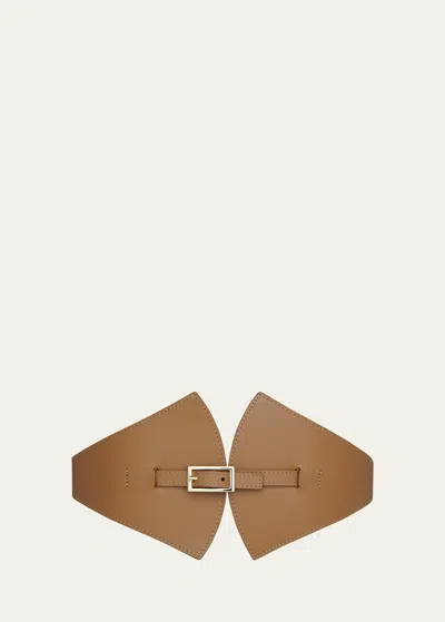 Vaincourt Paris La Remarquable Wide Leather Belt In Camel