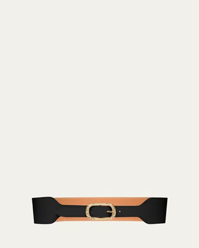 Vaincourt Paris L'attirante Leather Waist Belt In Black