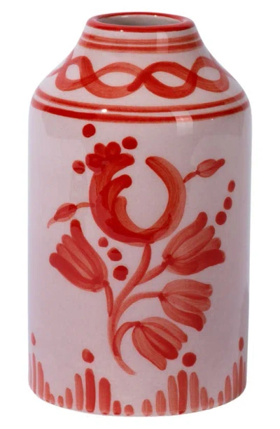 Vaisselle Floral Ceramic Vase In Lilac Poppy Red