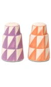 Vaisselle Ceramic Salt And Pepper Shakers In Coral & Lilac