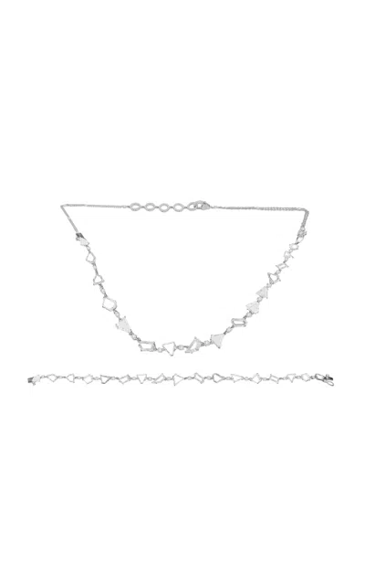 Vak 18k White Gold The Portrait Diamond Necklace And Bracelet