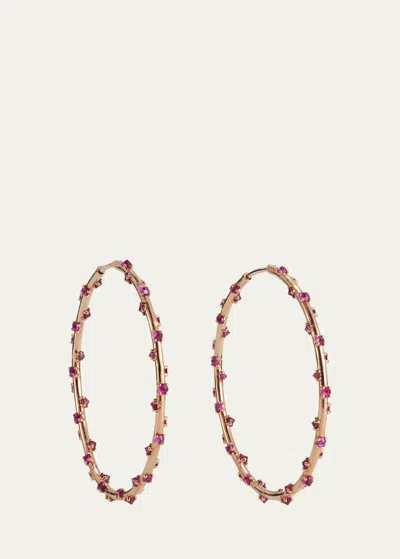 Vak Unchained 18k Rose Gold Natural Ruby Hoop Earrings
