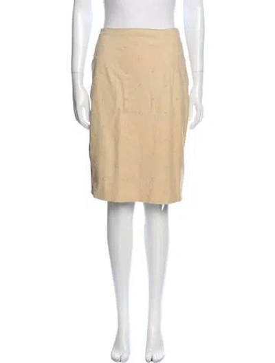 Pre-owned Vakko Beaded Accents Knee-length Skirt In Neutral