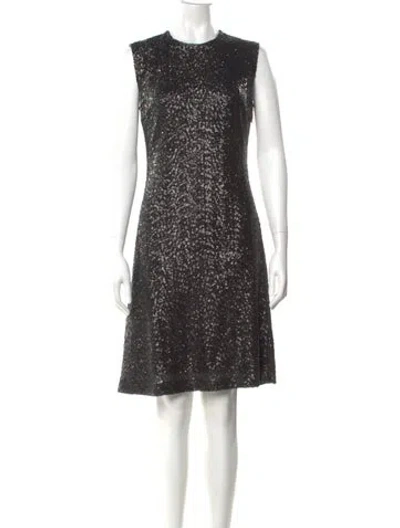Pre-owned Vakko Crew Neck Mini Dress In Black