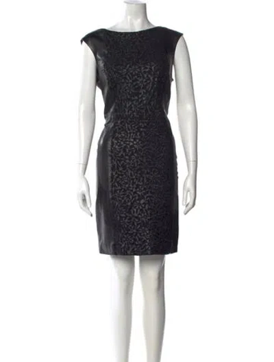 Pre-owned Vakko Lamb Leather Knee-length Dress In Black