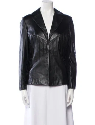 Pre-owned Vakko Leather Blazer In Black