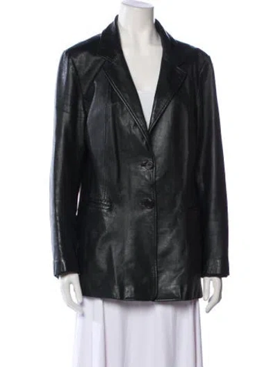 Pre-owned Vakko Leather Blazer In Black
