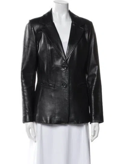 Pre-owned Vakko Leather Blazer In Black
