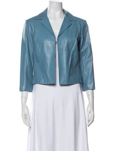 Pre-owned Vakko Leather Blazer In Blue