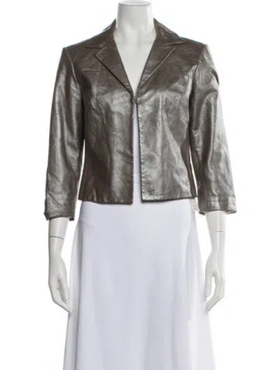 Pre-owned Vakko Leather Blazer In Gray