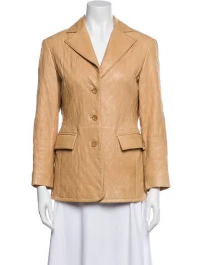 Pre-owned Vakko Leather Blazer In Yellow