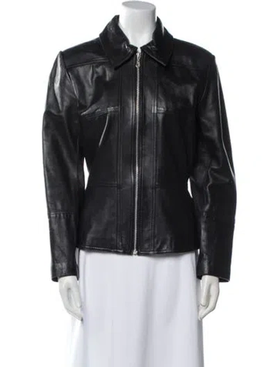 Pre-owned Vakko Leather Coat In Black