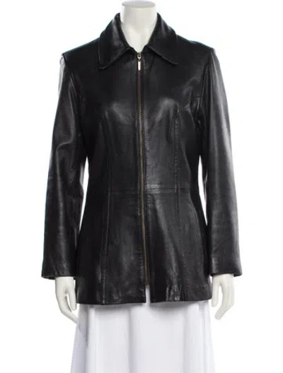 Pre-owned Vakko Leather Jacket In Black
