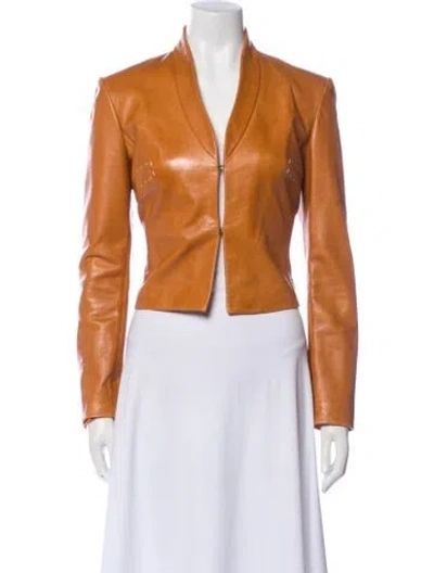 Pre-owned Vakko Leather Jacket In Brown