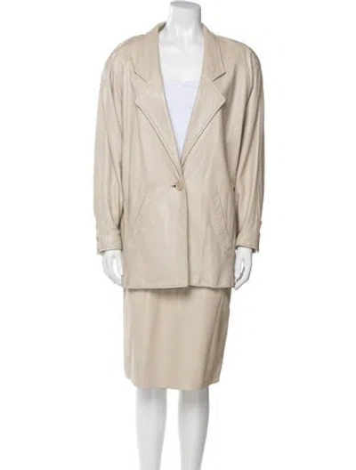 Pre-owned Vakko Leather Skirt Set In Neutral
