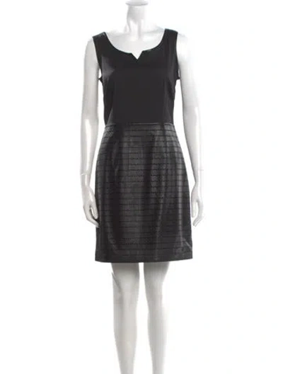 Pre-owned Vakko Scoop Neck Mini Dress In Black