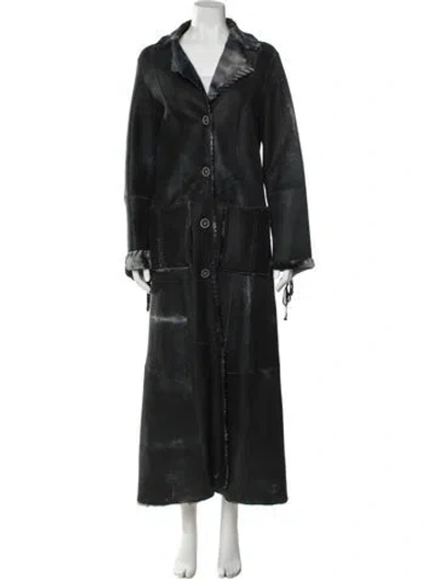 Pre-owned Vakko Shearling Fur Coat In Black