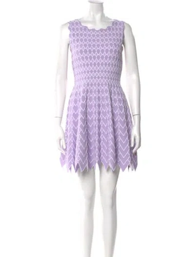 Pre-owned Vakko Striped Mini Dress In Purple
