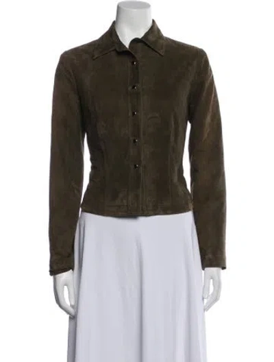 Pre-owned Vakko Suede Jacket In Green