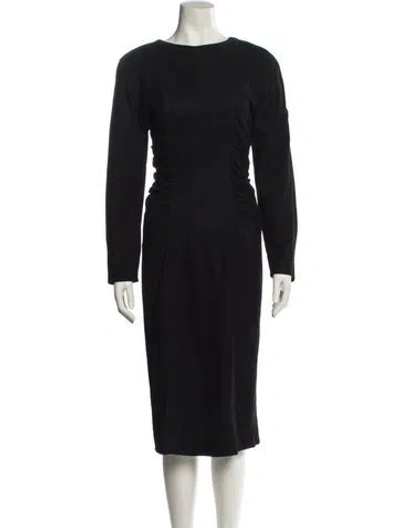 Pre-owned Vakko Vintage Midi Length Dress In Black