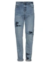 Val Kristopher 15cm Logo Destroyed Cotton Denim Jeans In Blue