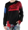 Valabasas Komodo Distressed Sweater In Red In Black
