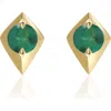 Valani Atelier Elegance Emerald Geometric Stud Earrings In 14k Yellow Gold