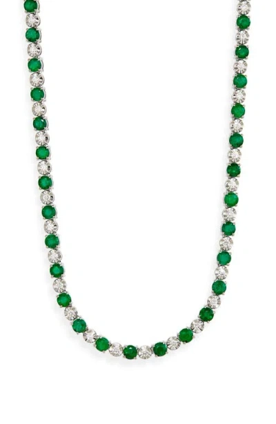Valani Atelier Emerald & Diamond Eternity Necklace In White Gold/emerald/diamond