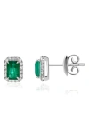 Valani Atelier Emerald & Diamond Halo Stud Earrings In 14k White Gold
