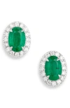 Valani Atelier Emerald & Diamond Halo Stud Earrings In 14k White Gold