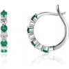 Valani Atelier Emerald & Diamond Hoop Earrings In 14k White Gold