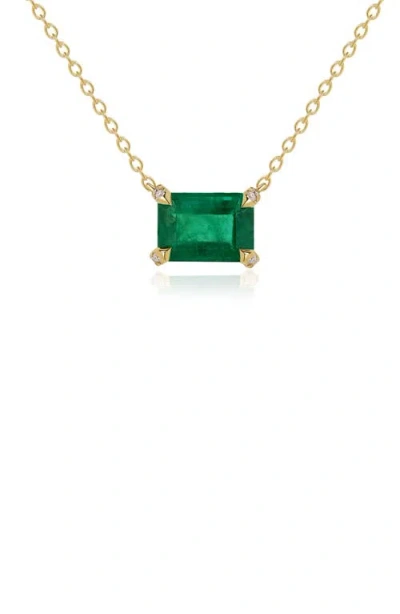 Valani Atelier Emerald & Diamond Pendant Necklace In 14k Yellow Gold