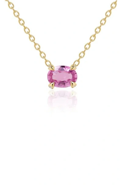 Valani Atelier Pink Sapphire & Diamond Pendant Necklace In 14k Yellow Gold