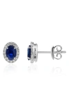 Valani Atelier Sapphire & Diamond Halo Stud Earrings In 14k White Gold