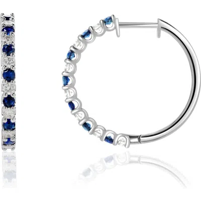 Valani Atelier Sapphire & Diamond Huggie Hoop Earrings In 14k White Gold