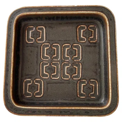 Pre-owned Valdemar Petersen Glazed Stoneware Cubist Dish By  For Bing & Grøndahl, 1960s In Black
