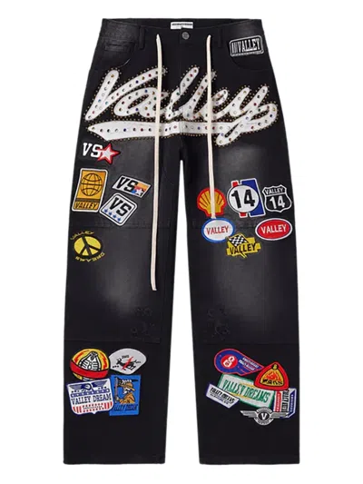 Vale 1980s Painters Embellished Denim Shorts In Black